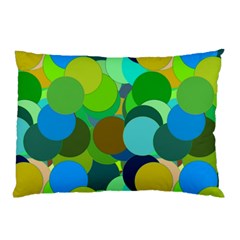 Green Aqua Teal Abstract Circles Pillow Case