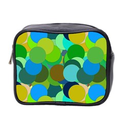 Green Aqua Teal Abstract Circles Mini Toiletries Bag 2-side by Simbadda