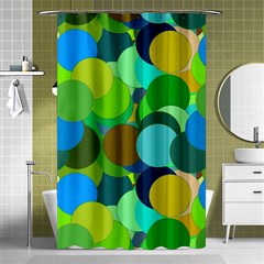 Green Aqua Teal Abstract Circles Shower Curtain 48  X 72  (small) 