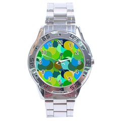 Green Aqua Teal Abstract Circles Stainless Steel Analogue Watch by Simbadda