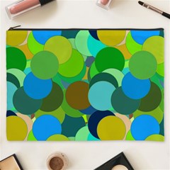 Green Aqua Teal Abstract Circles Cosmetic Bag (xxxl)  by Simbadda