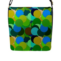 Green Aqua Teal Abstract Circles Flap Messenger Bag (l)  by Simbadda