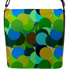 Green Aqua Teal Abstract Circles Flap Messenger Bag (s) by Simbadda