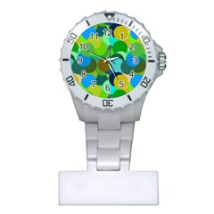 Green Aqua Teal Abstract Circles Plastic Nurses Watch