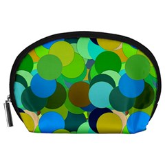 Green Aqua Teal Abstract Circles Accessory Pouches (large)  by Simbadda