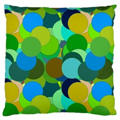 Green Aqua Teal Abstract Circles Large Flano Cushion Case (two Sides) by Simbadda