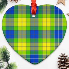 Spring Plaid Yellow Ornament (heart)