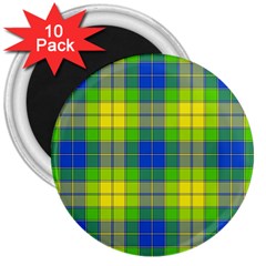 Spring Plaid Yellow 3  Magnets (10 Pack)  by Simbadda