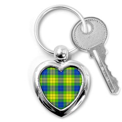 Spring Plaid Yellow Key Chains (heart)  by Simbadda