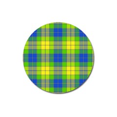 Spring Plaid Yellow Magnet 3  (round) by Simbadda