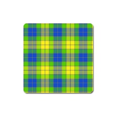 Spring Plaid Yellow Square Magnet