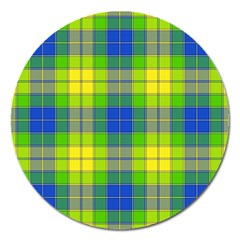 Spring Plaid Yellow Magnet 5  (round) by Simbadda