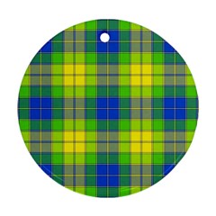 Spring Plaid Yellow Round Ornament (two Sides) by Simbadda