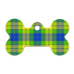 Spring Plaid Yellow Dog Tag Bone (two Sides) by Simbadda