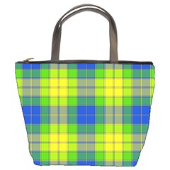 Spring Plaid Yellow Bucket Bags by Simbadda