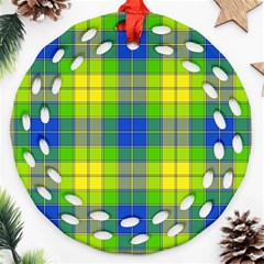 Spring Plaid Yellow Ornament (round Filigree)