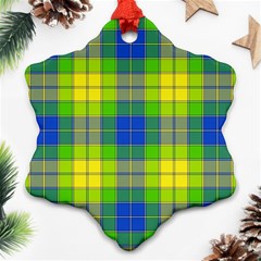 Spring Plaid Yellow Snowflake Ornament (two Sides)