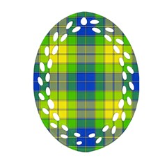 Spring Plaid Yellow Ornament (oval Filigree) by Simbadda