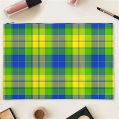 Spring Plaid Yellow Cosmetic Bag (xxl)  by Simbadda