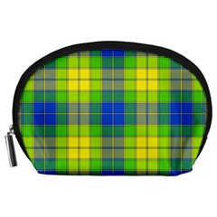 Spring Plaid Yellow Accessory Pouches (large)  by Simbadda