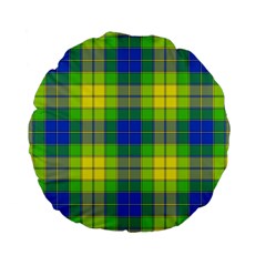 Spring Plaid Yellow Standard 15  Premium Flano Round Cushions