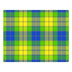 Spring Plaid Yellow Double Sided Flano Blanket (large)  by Simbadda