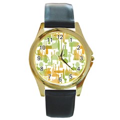 Angerine Blenko Glass Round Gold Metal Watch