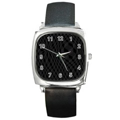 Pattern Dark Texture Background Square Metal Watch by Simbadda