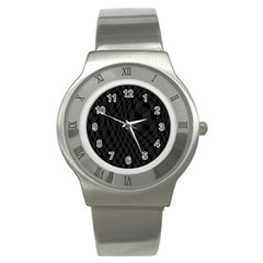 Pattern Dark Texture Background Stainless Steel Watch by Simbadda