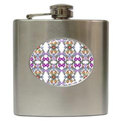 Floral Ornament Baby Girl Design Hip Flask (6 Oz) by Simbadda