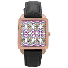 Floral Ornament Baby Girl Design Rose Gold Leather Watch  by Simbadda