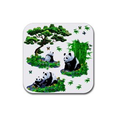 Cute Panda Cartoon Rubber Coaster (square)  by Simbadda