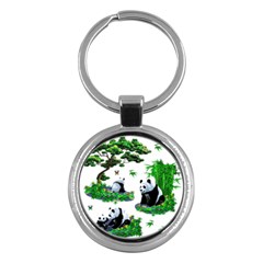 Cute Panda Cartoon Key Chains (round)  by Simbadda