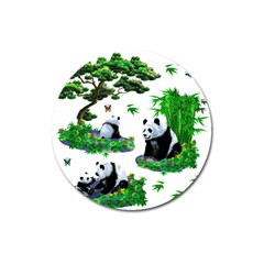 Cute Panda Cartoon Magnet 3  (round) by Simbadda