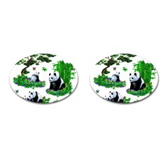 Cute Panda Cartoon Cufflinks (oval) by Simbadda