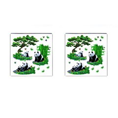 Cute Panda Cartoon Cufflinks (square) by Simbadda