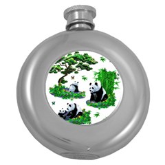 Cute Panda Cartoon Round Hip Flask (5 Oz) by Simbadda