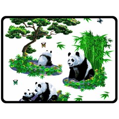 Cute Panda Cartoon Fleece Blanket (large) 