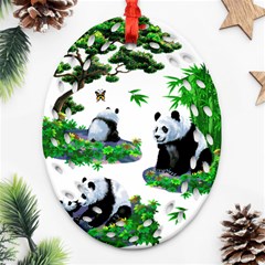 Cute Panda Cartoon Oval Filigree Ornament (two Sides) by Simbadda