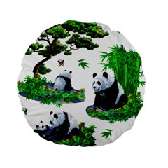 Cute Panda Cartoon Standard 15  Premium Round Cushions by Simbadda