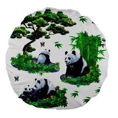 Cute Panda Cartoon Large 18  Premium Flano Round Cushions