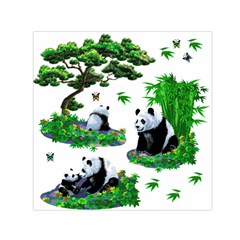 Cute Panda Cartoon Small Satin Scarf (square) by Simbadda