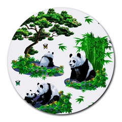 Cute Panda Cartoon Round Mousepads