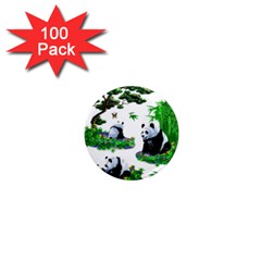 Cute Panda Cartoon 1  Mini Magnets (100 Pack)  by Simbadda