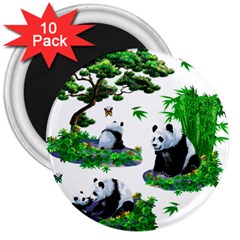 Cute Panda Cartoon 3  Magnets (10 Pack) 