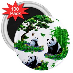 Cute Panda Cartoon 3  Magnets (100 Pack) by Simbadda