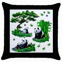 Cute Panda Cartoon Throw Pillow Case (black) by Simbadda