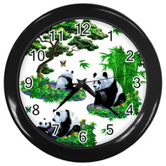 Cute Panda Cartoon Wall Clocks (black)