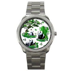 Cute Panda Cartoon Sport Metal Watch by Simbadda