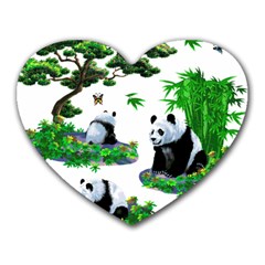 Cute Panda Cartoon Heart Mousepads by Simbadda